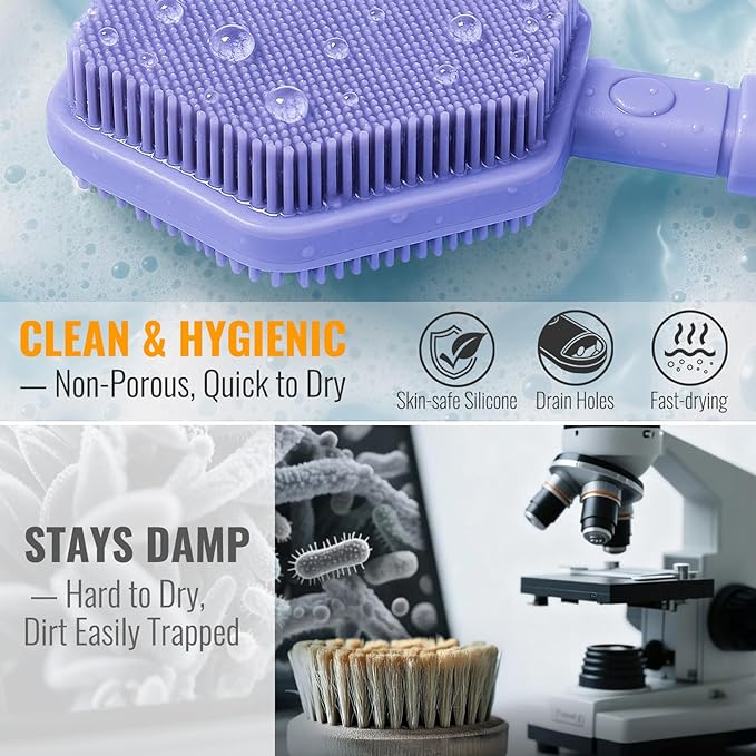 Silicone Back Scrubber for Shower – 21in Extendable Shower Brush - Image 6