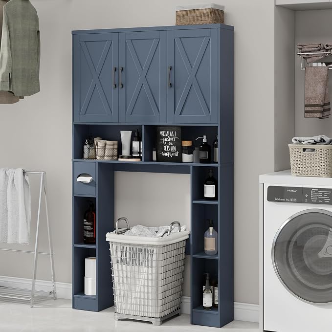 Over The Toilet Storage Cabinet, Farmhouse Toilet Cabinet Rack - Image 5