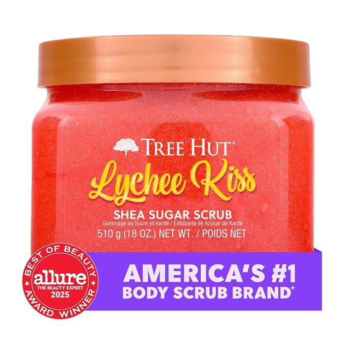 Tree Hut Lychee Kiss Shea Sugar Scrub, Exfoliating, Hydrating & Moisturizing - Image 3