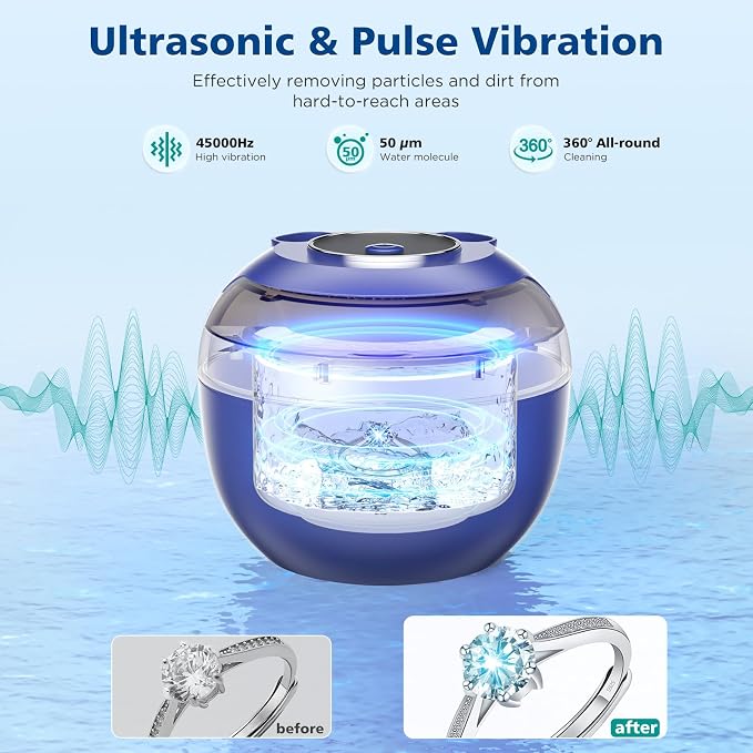 45kHz Ultrasonic Retainer Cleaner Machine, 200ML Denture Cleaner, 4 Modes - Image 2