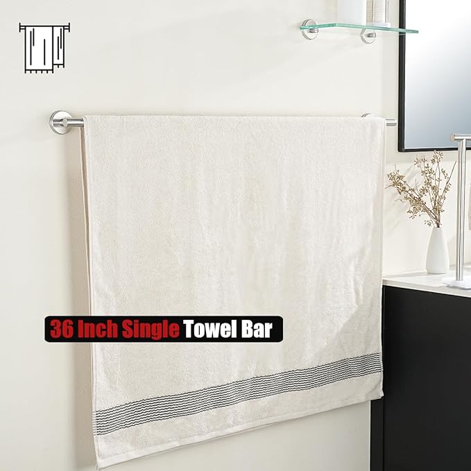 JQK Bath Towel Bar, 39 Inch 304 Stainless Steel Thicken 1mm Single Towel Rack - Image 5