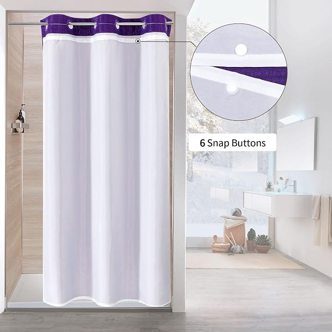 MitoVilla Purple Waffle Small Stall Shower Curtain Liner Set 36 x 74, No Hooks - Image 2