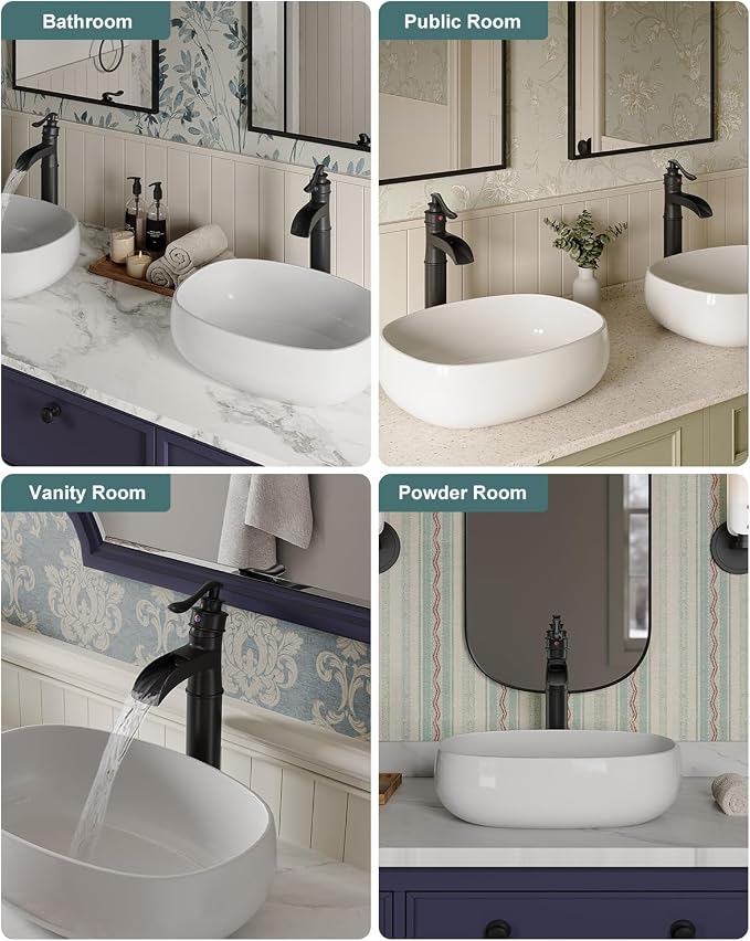 BWE Vessel Sink Faucet Waterfall Matte Black - Image 8