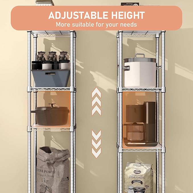 Storage Shelves Adjustable, 4 Tier Shelving Units - Image 5