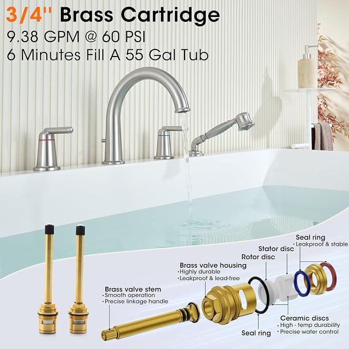 Tub Faucet Set, Roman Bathtub Faucet Set - Image 4