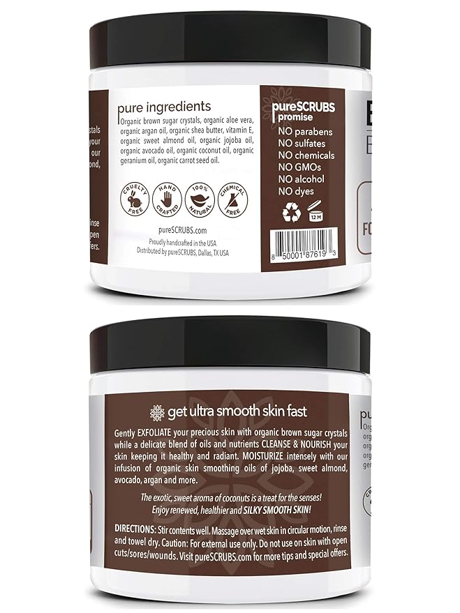 pureSCRUBS Premium Coconut Brown Sugar Scrub | Face, Feet & Full Body Scrub | - Image 2