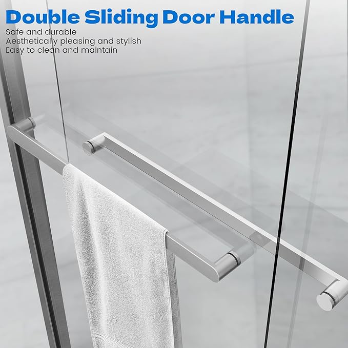 Bathtub Shower Door, 60″x 62″ Semi-Frameless Sliding Shower Door, Double - Image 5