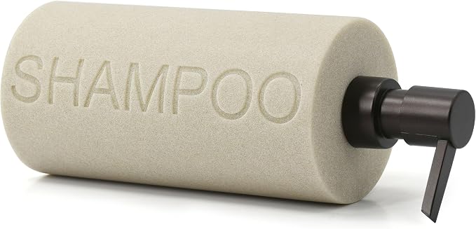 Resin Tan Sandstone Shampoo Engraved Bottle Refillable Pump Dispenser, Durable - Image 7