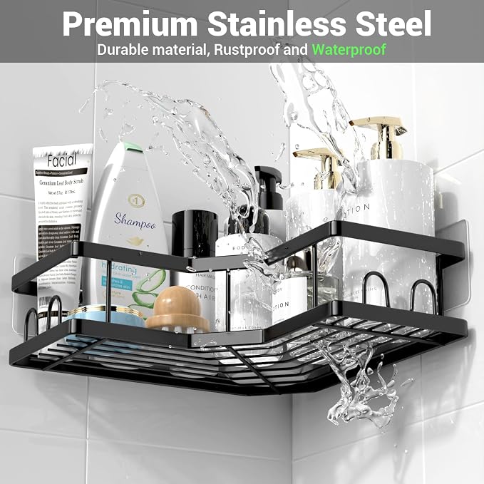 Corner Shower Caddy Bathroom Organizer: Stainless Steel Adhesive Shower Rack - Image 5