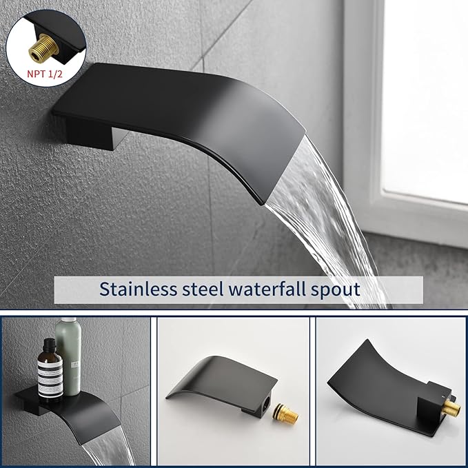 Tub Shower Faucet Combo Set Matte Black Shower Faucet Set - Image 4