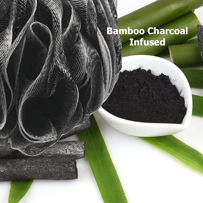 SHOWER BOUQUET Loofah-Charcoal Back-Scrubber & Bath-Sponge Color-Set // 1 - Image 5