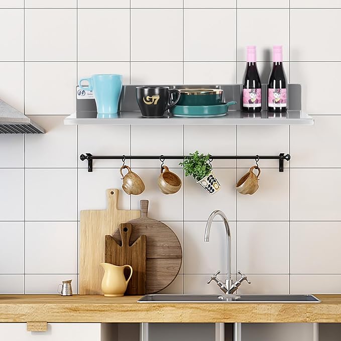 Hally Stainless Steel Wall Shelf 8.6 x 30 Inches 58 lb, NSF Commercial Heavy - Image 2