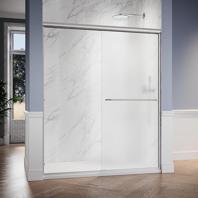 SUNNY SHOWER 60 in W x 72 in. H Semi-Frameless Shower Door 2 Sliding Door - Image 2