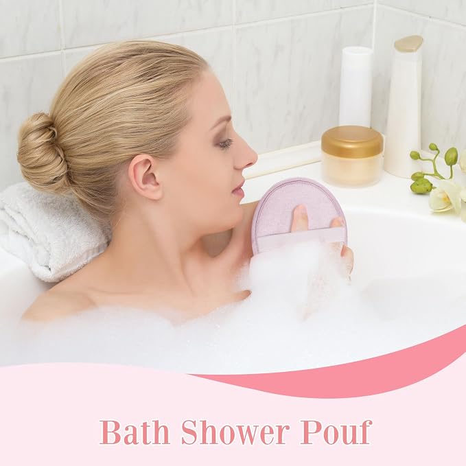 Boao 3 Pcs Bath Shower Pouf Sponge Mesh Pouf Shower Ball Exfoliating Body - Image 5