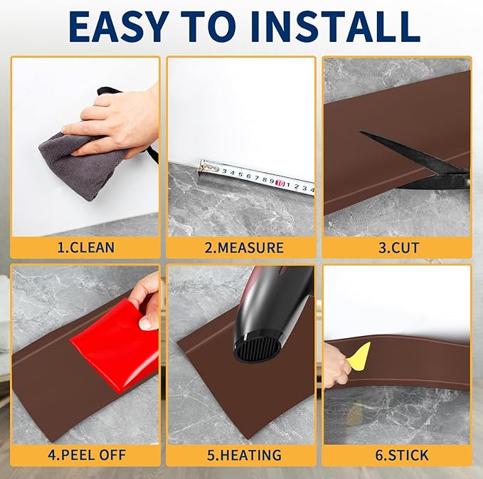 Flexible Baseboard Molding Trim 4 Inch Self-Adhesive Vinyl Wall Base Peel and - Image 6
