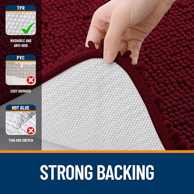OLANLY Bathroom Rugs 44x24, Extra Soft Absorbent Chenille Bath Rugs, Rubber - Image 6
