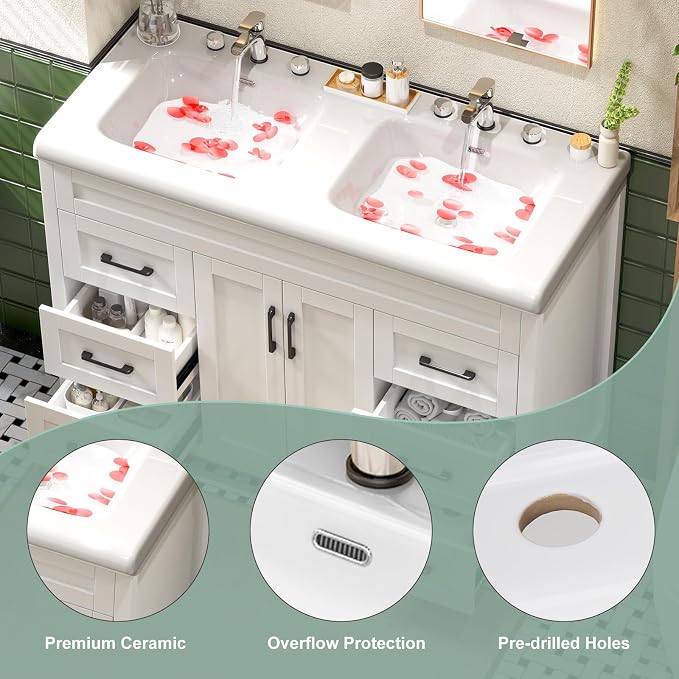 48 Inch Bathroom Vanity with Sink, Bathroom Vanity Cabinet with Doulble Sink - Image 5