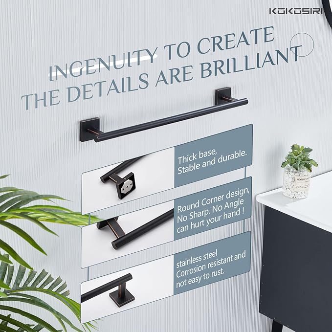 KOKOSIRI Towel Bar Bathroom Towel Holder - Image 4