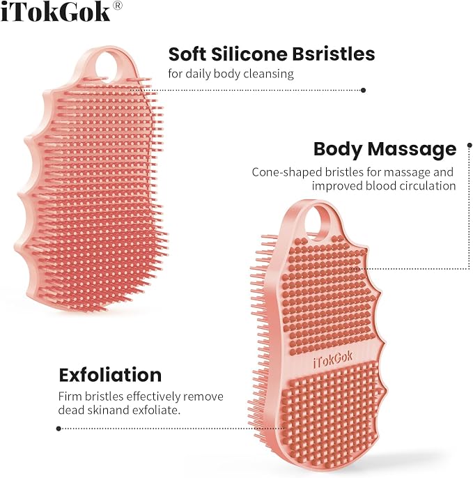 Silicone Body Scrubber Silver-Infused Dual-Sided 3-in-1 - Image 6