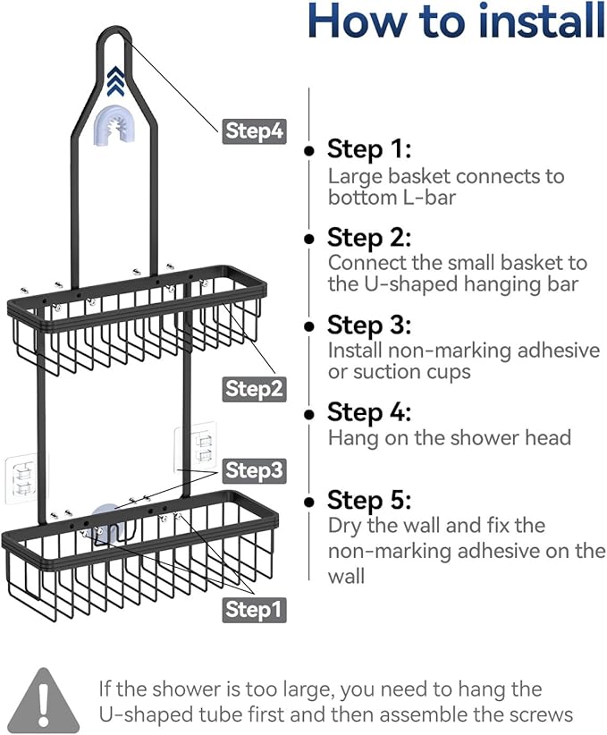 YASONIC Shower Caddy Hanging, Never Rust Shower Organizer Hanging, Aluminum - Image 9
