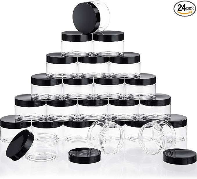 24 Pieces Empty Clear Plastic Jars by SATINIOR