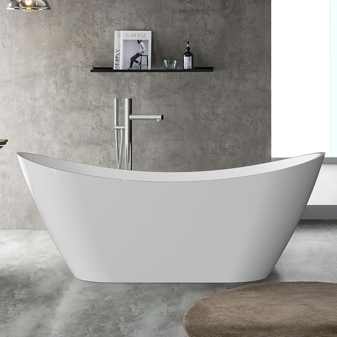 59 Inch Acrylic Freestanding Bathtub, Soaking Bathtub - Image 7