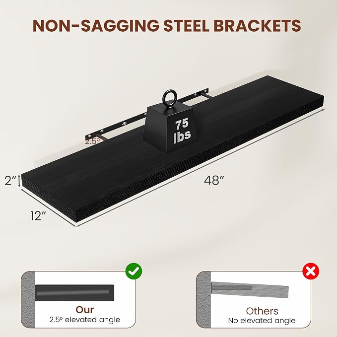 Vivelove 2 inch Thick Floating Shelves - Image 3