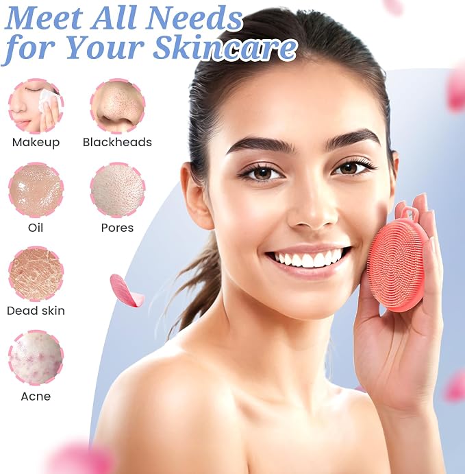 Silicone Back Body Face Scrubbers Set 4PCS, 15.35’’ Back Scrubber Soft Body - Image 8