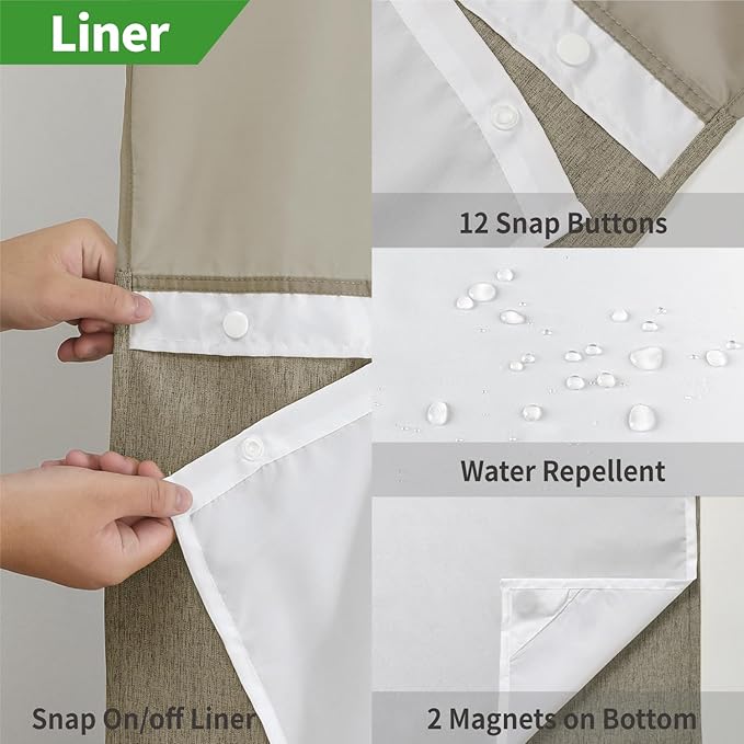 Extra Long No Hooks Needed Linen Textured Shower Curtain - Image 6