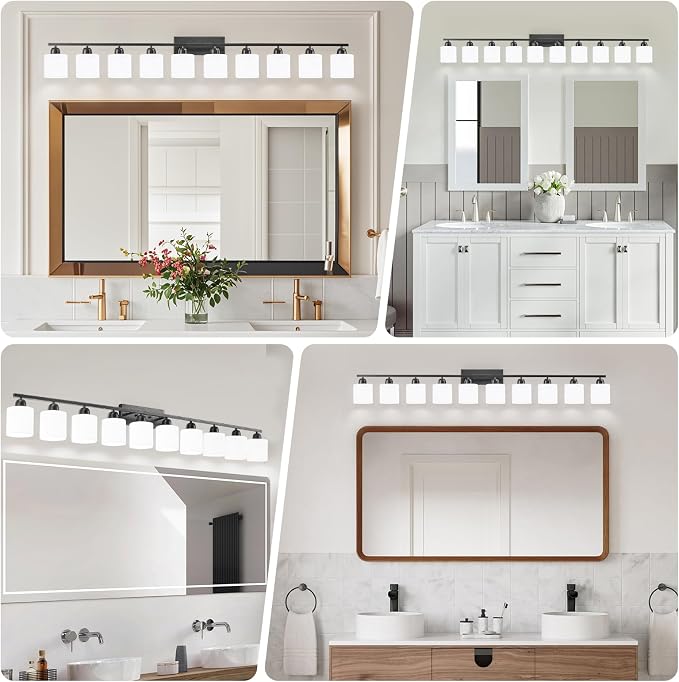 10 Light Black Vanity Lights for Giant Mirror, Bathroom Vanity Lights Over - Image 3