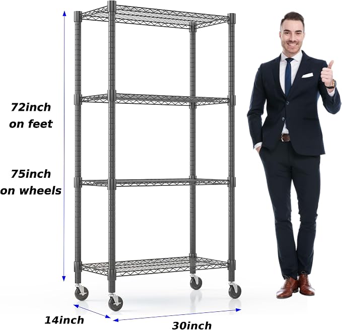 Homdox Heavy Duty Storage Shelves, 4 Tier Wire Shelving Unit - Image 3