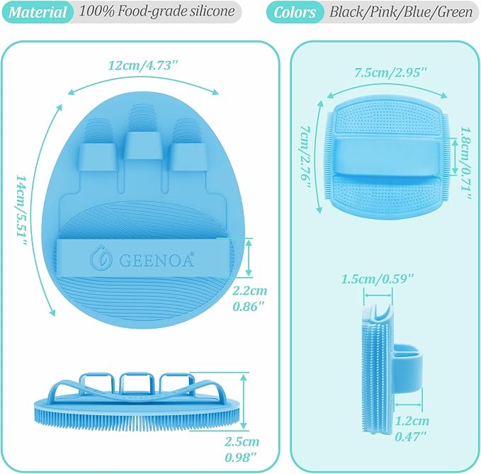 Soft Silicone Bath Glove & Face Scrubber Set 2PCS, 360° Anti-Slip & Hand-fit - Image 2