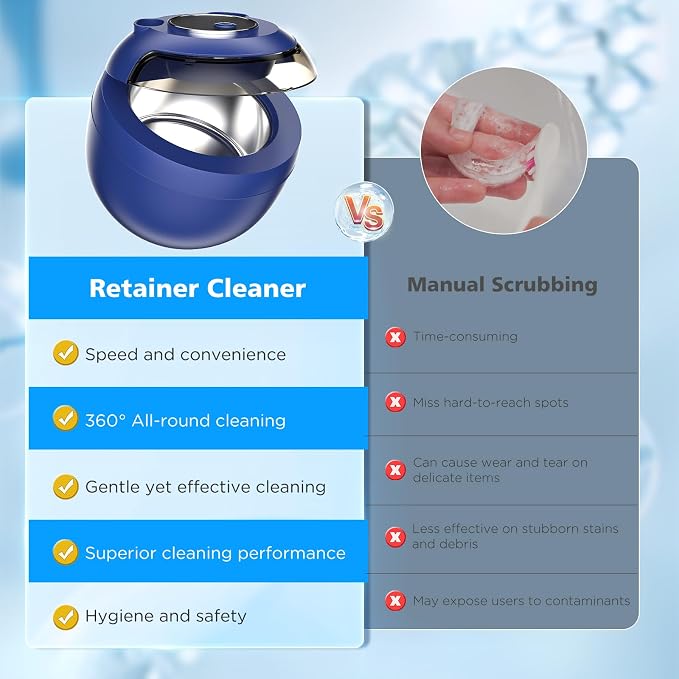 45kHz Ultrasonic Retainer Cleaner Machine, 200ML Denture Cleaner, 4 Modes - Image 7