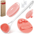 Silicone Back Body Face Scrubbers Set 4PCS, 15.35’’ Back Scrubber Soft Body by GEENOA