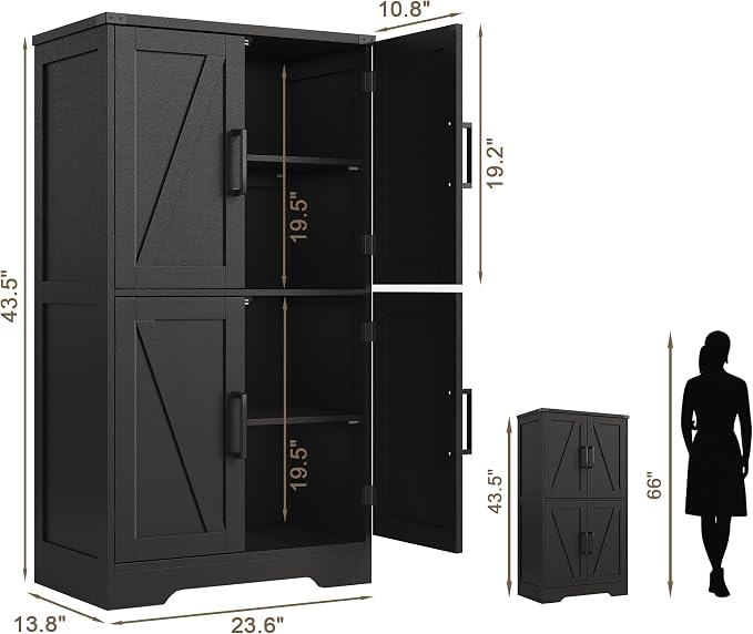 Treocho Bathroom Floor Cabinet, Farmhouse Bathroom Storage Cabinet - Image 2