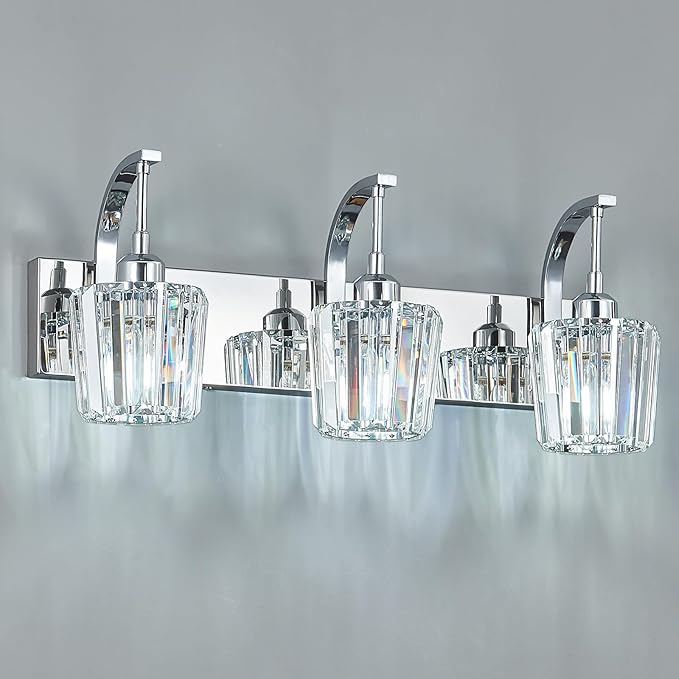 Modern Bathroom Vanity Light, 3-Light Chrome Wall Sconce - Image 8