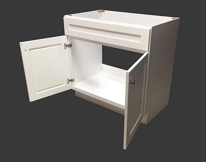 New White Shaker Single-sink Bathroom Vanity Base Cabinet 24" Wide x 21" Deep - Image 6