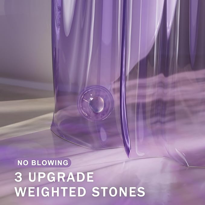 AmazerBath Purple Shower Curtain Liner Luxury, EVA Soft Clear Heavy Duty Shower - Image 4