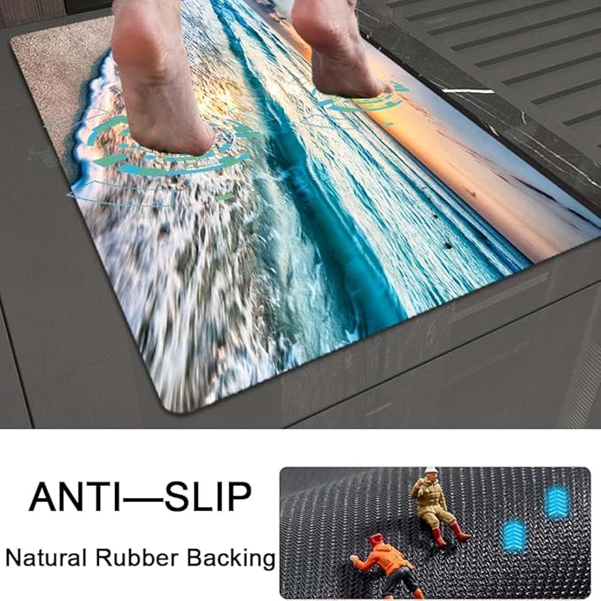 Bath Mat Rug, Sunset on Island Beach Non Slip Quick Dry Super Absorbent Thin - Image 5
