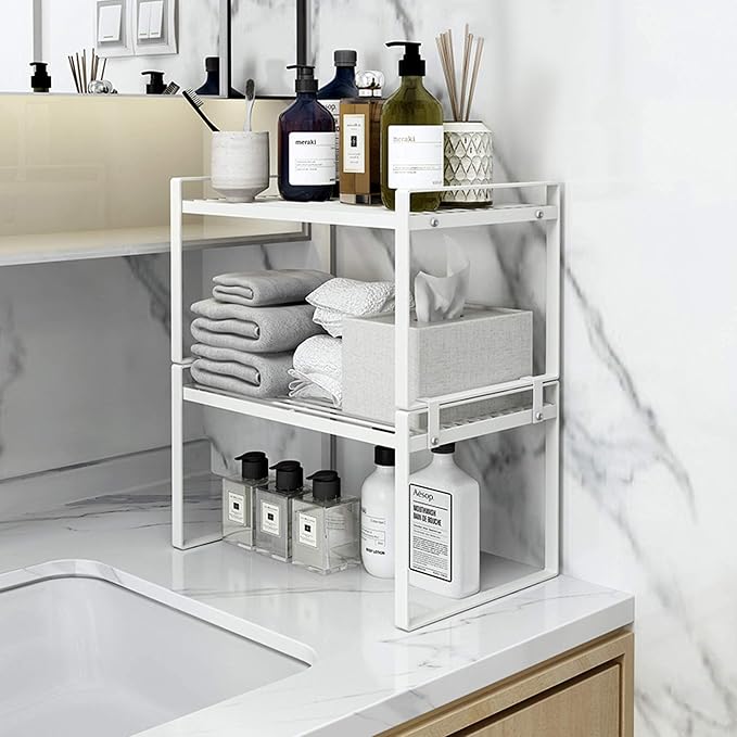 2 Pack Kitchen Cabinet Shelf Counter Organizer Rack Pantry Storage Bathroom - Image 6