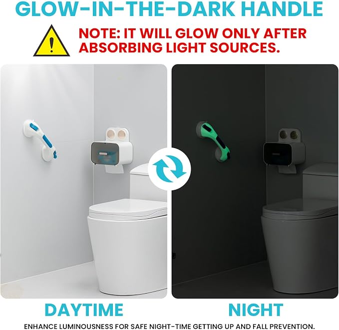 TAILI Shower Grab Bar Glow in The Dark, 2 Pack 12.2 in Grab Bars - Image 2