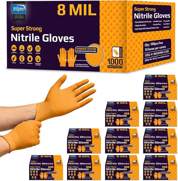 Inspire HEAVY DUTY ORIGINAL Stretch Nitrile Black Gloves Disposable Latex Free by Inspire