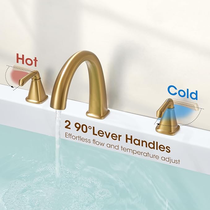 Brushed Gold Roman Tub Faucet, Solid Brass Bathtub Faucet Set - Image 4