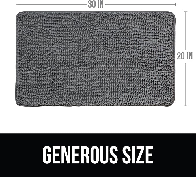KANGAROO Bathroom Rugs, Chenille Soft Absorbent Bath Rug, Shaggy Shower Mat - Image 2