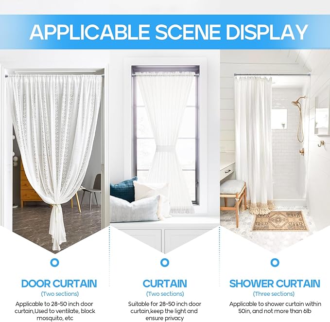 Tension Curtain Rod Silver Tension Rod 2pcs Spring Curtain Rod Non Slip Tension - Image 9