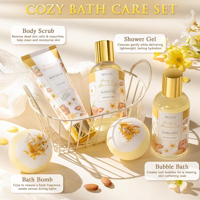 Christmas Birthday Gifts for Women, Honey & Almond Milk Relaxing Spa Gift - Image 4