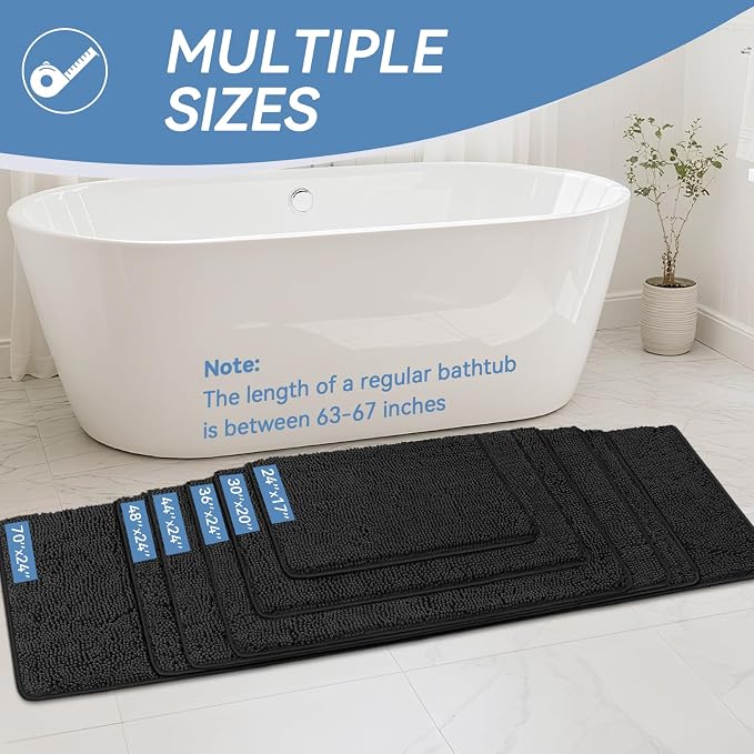Bcoimo 48"×24" Absorbent Bath Mat, Non-Slip - Image 2