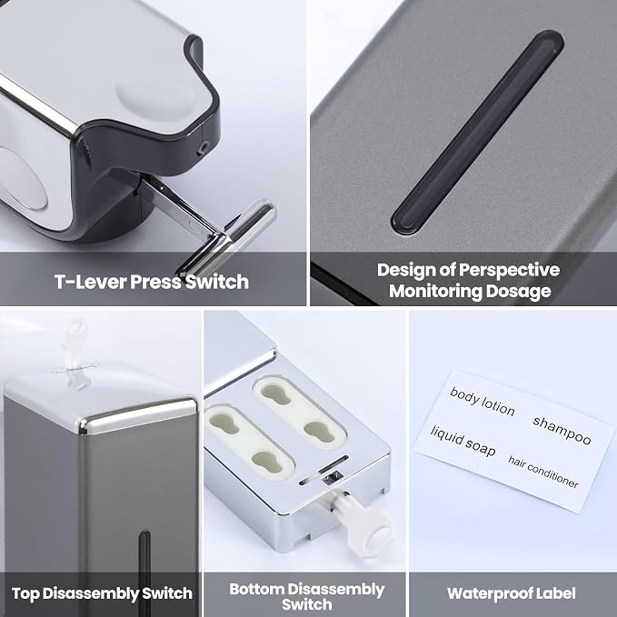 3-in-1 Quadrate Dispensers for The Shower, Shower soap Dispenser, Conditioner - Image 6