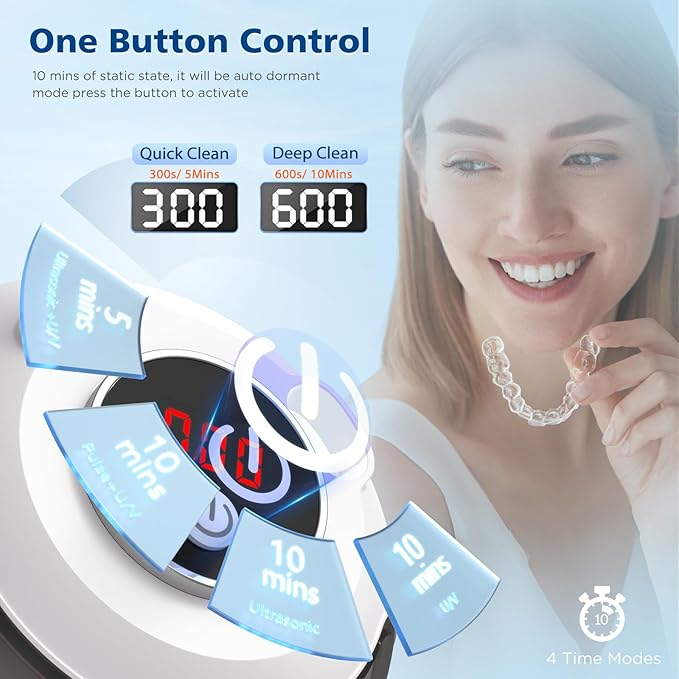 45kHz Ultrasonic Retainer Cleaner Machine, 200ML Denture Cleaner, 4 Modes - Image 4
