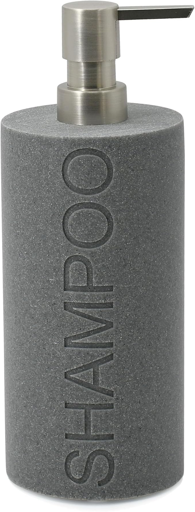Resin Neutral Gray Sandstone Shampoo Engraved Bottle Refillable Pump Dispenser by IndecorHome